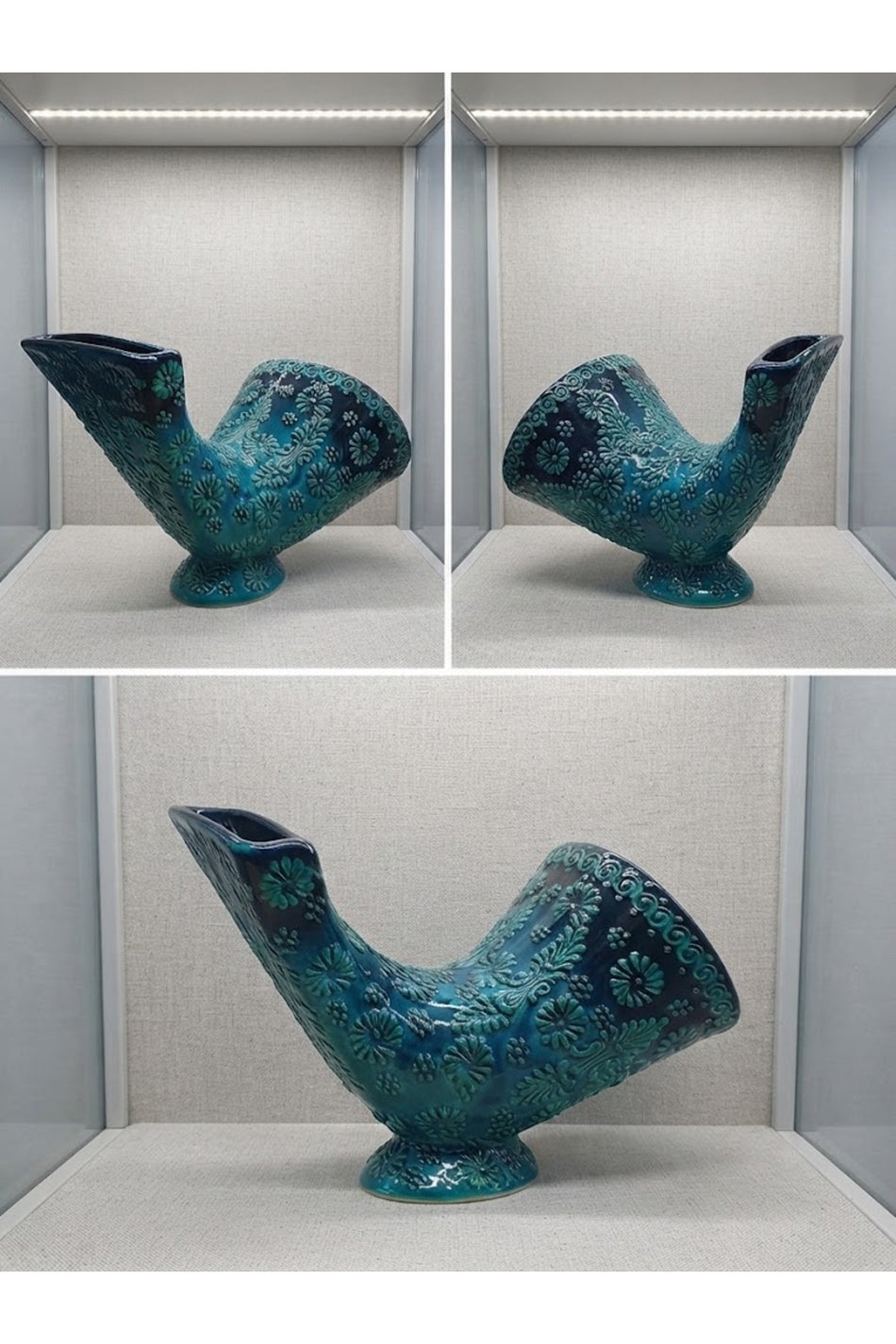 General Brands Handmade Turquoise and Navy Blue Toned Traditional Ceramic Decorative Object – Showcase Display Piece - MALLTURK