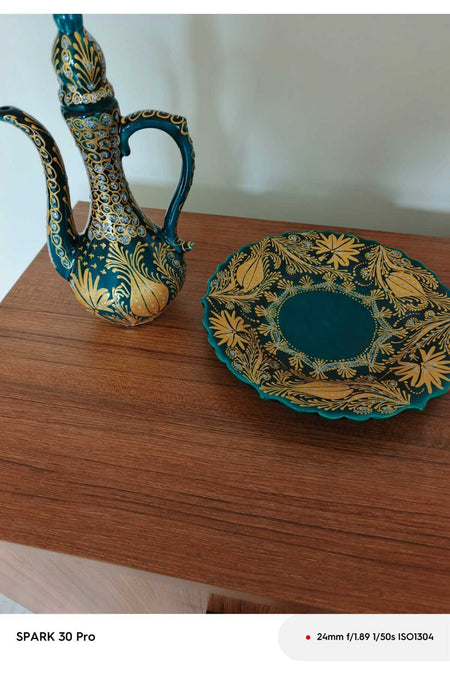 Sema ceramic handmade 25 cm gold-plated delicate ceramic vase - MALLTURK