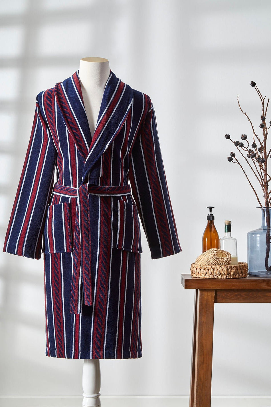 Ozdilek Hawai Marin Velvet Shawl Collar Bathrobe - MALLTURK