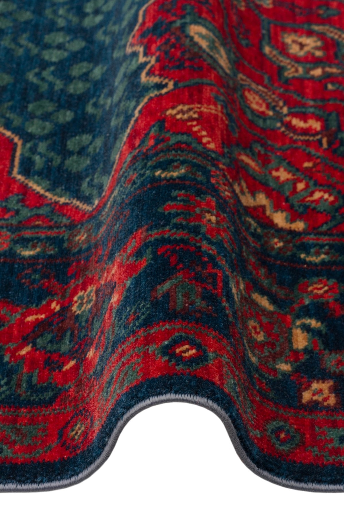 Nesem Rug Boutique Ekohali Kadim Kdm 03 Navy Anatolian Motifs Featuring New Zellanda Wool with Produced Handcrafted - MALLTURK