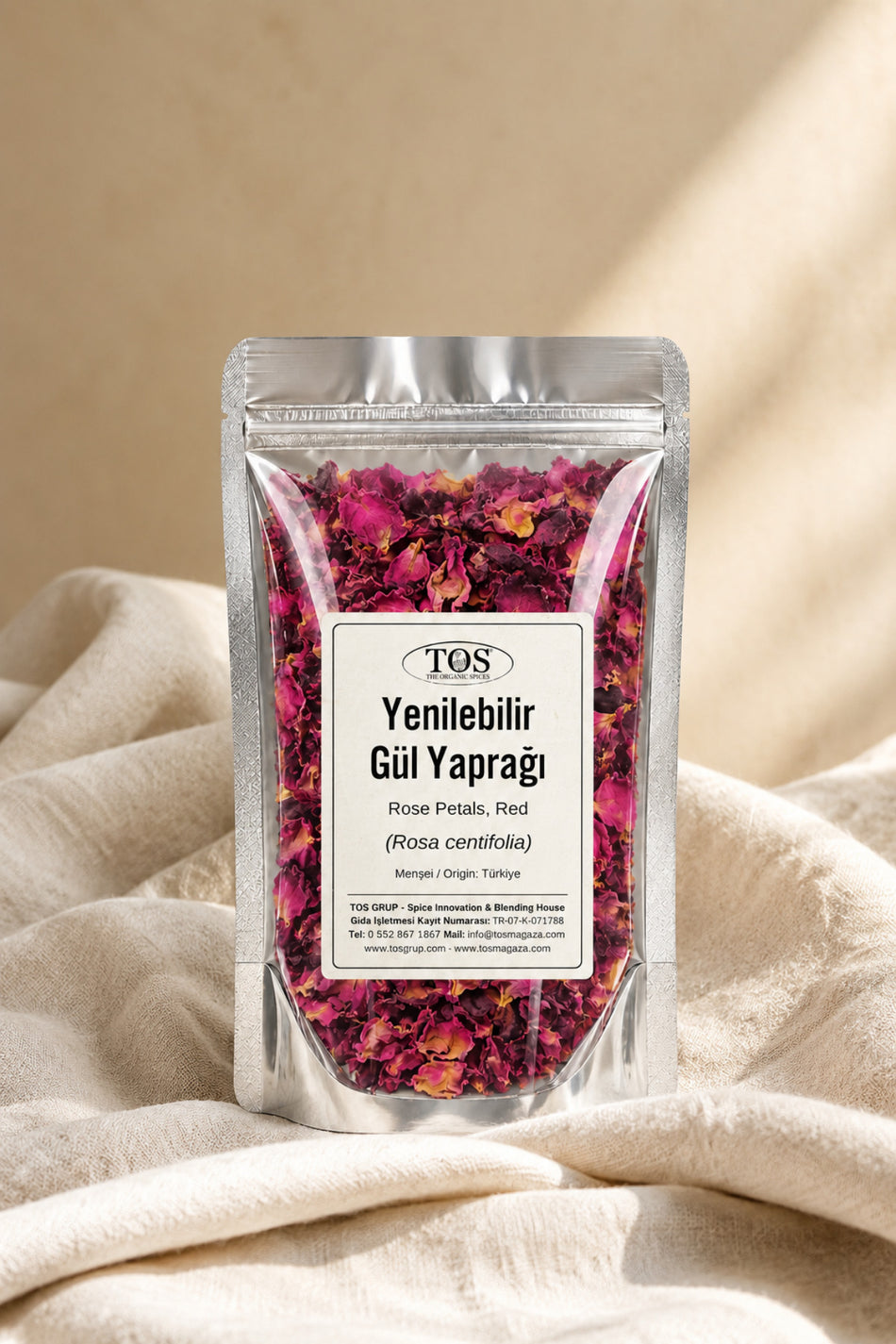TOS The Organic Spices Edible Rose Petals 100 gr (1st QUALiTY) Rosa Centifolia / Rose Petals, Red