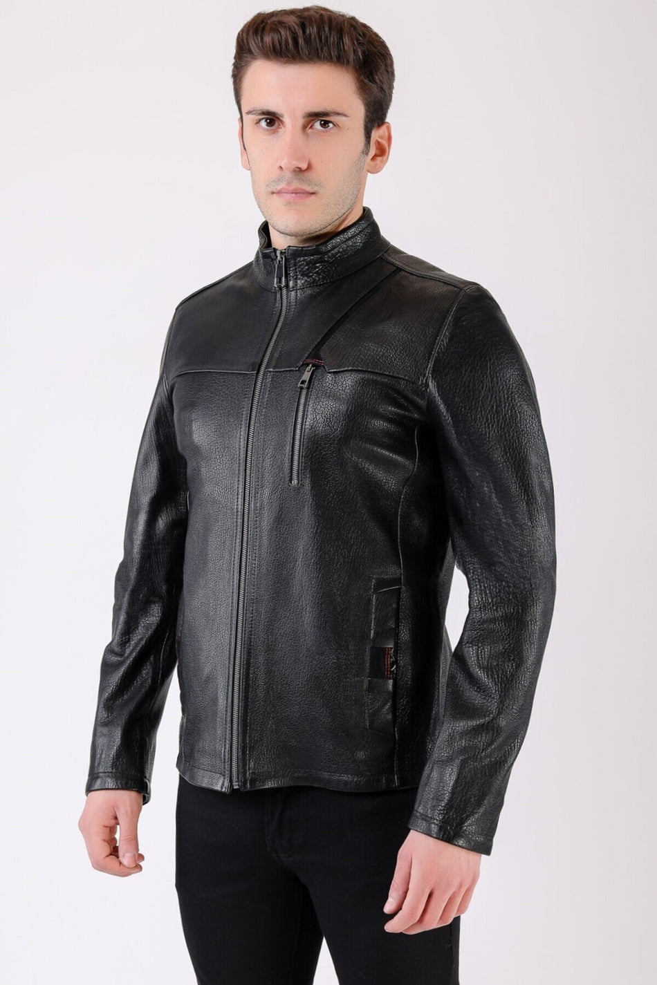 Leather Club zwarte jumbo-leren jas