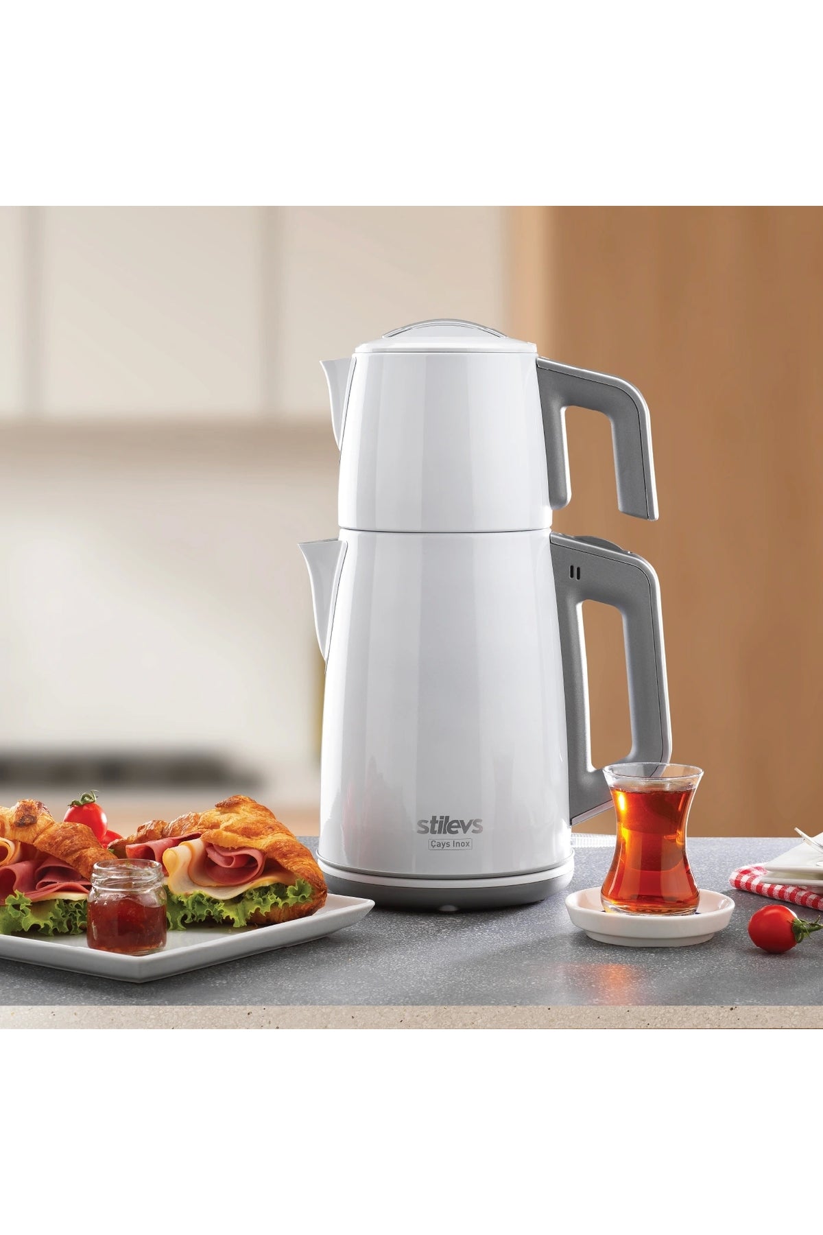 Stilevs cays Stainless Steel Tea Maker - White - MALLTURK