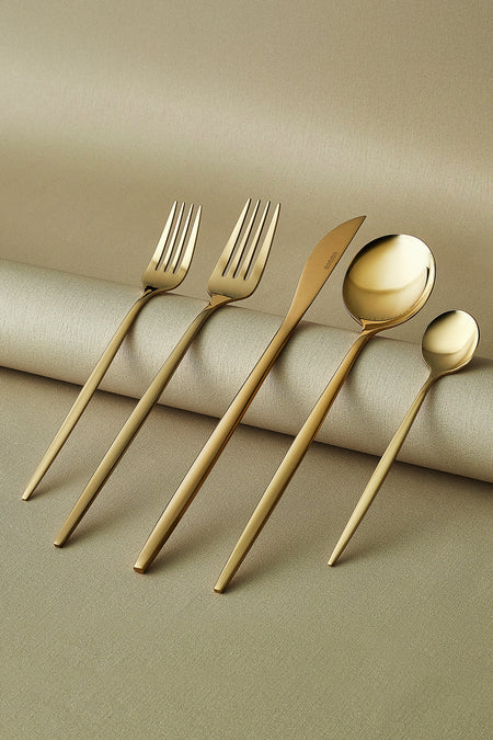 Karaca orion shiny gold 30 Piece 6 Place Setting Flatware Set - MALLTURK