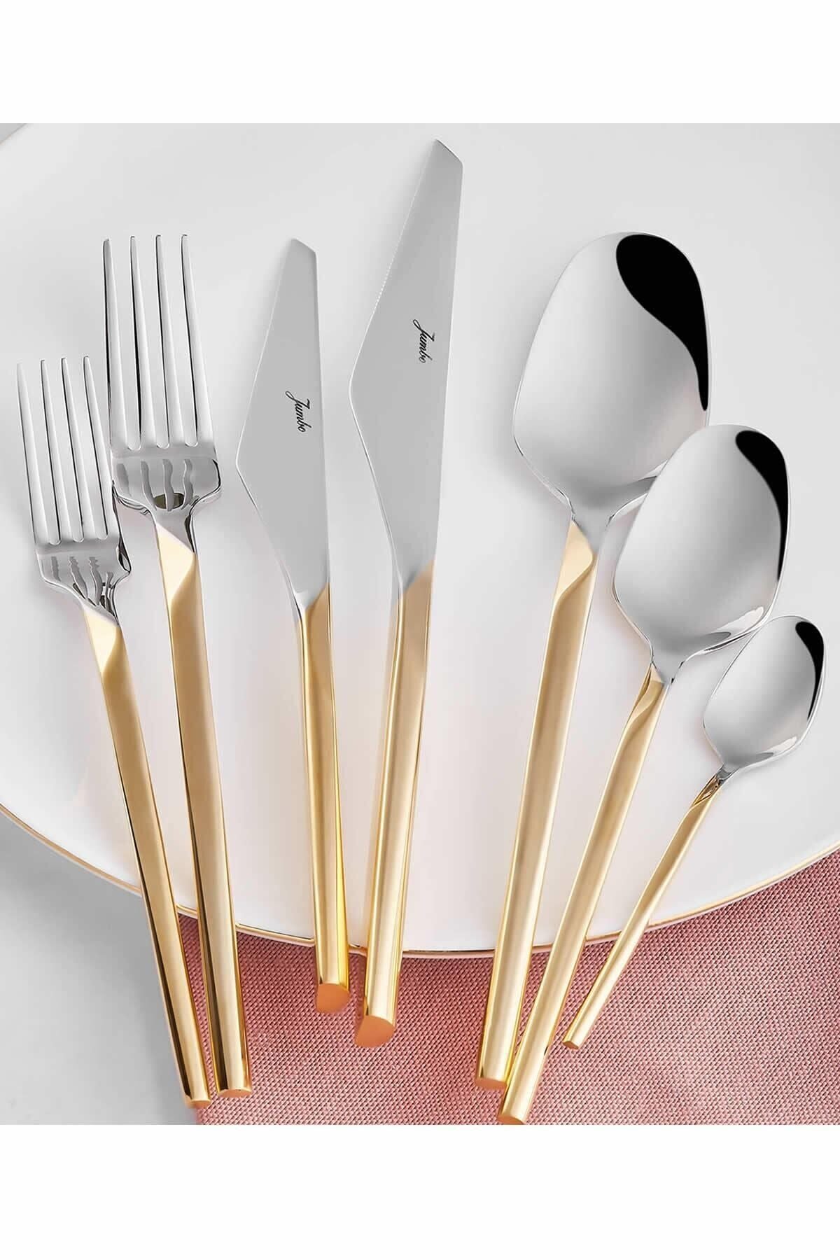 Jumbo 5100 quartz altin 12 Place Setting 84 Piece Flatware Set - MALLTURK