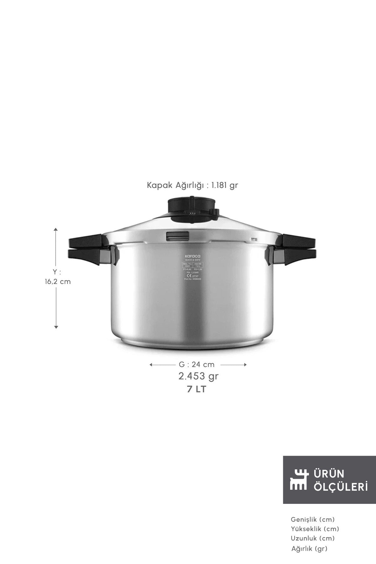 Karaca Quick And Safe induction Base Pressure Cooker 7 Liters - MALLTURK