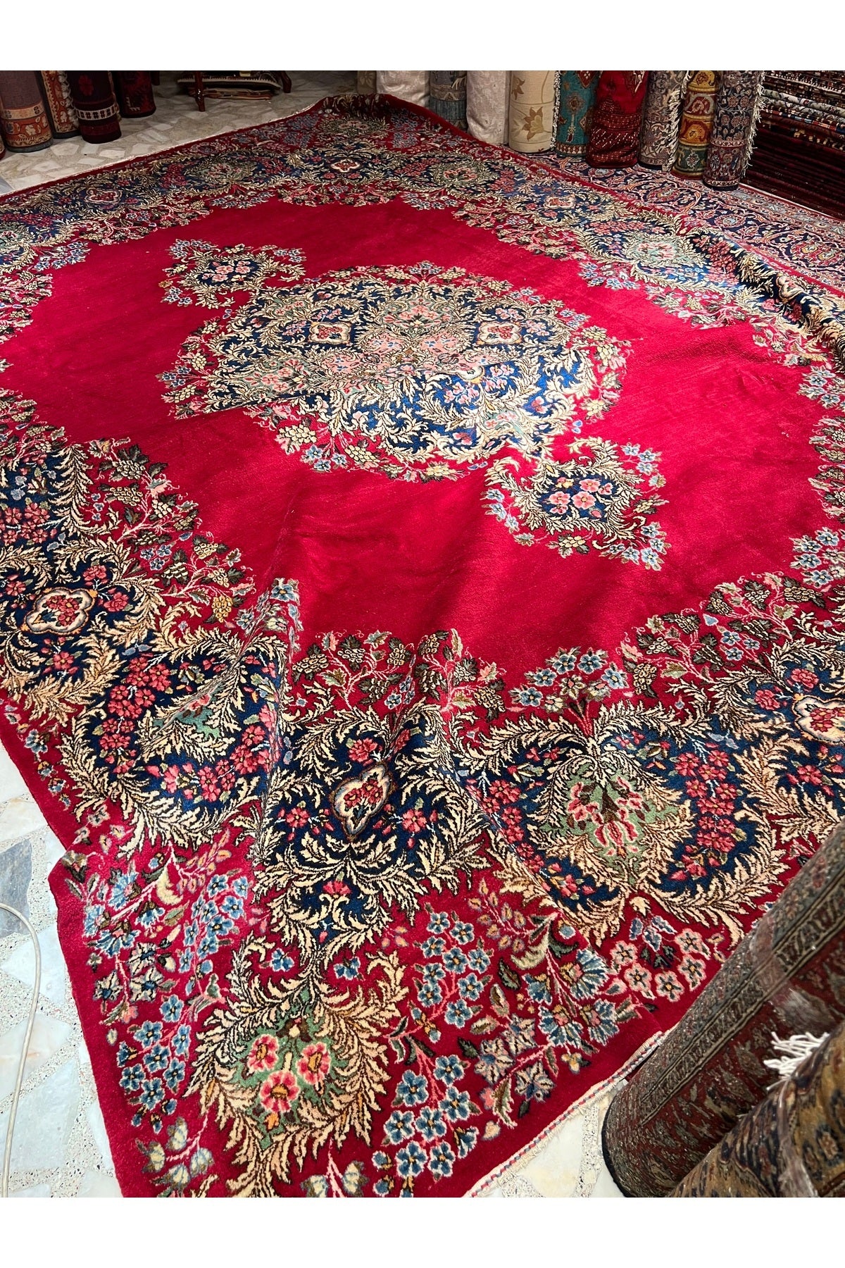 RD RAMAZAN DAG Hand Rug Art Hand-Woven Iranian Kirman Rug Size 400x300 - MALLTURK