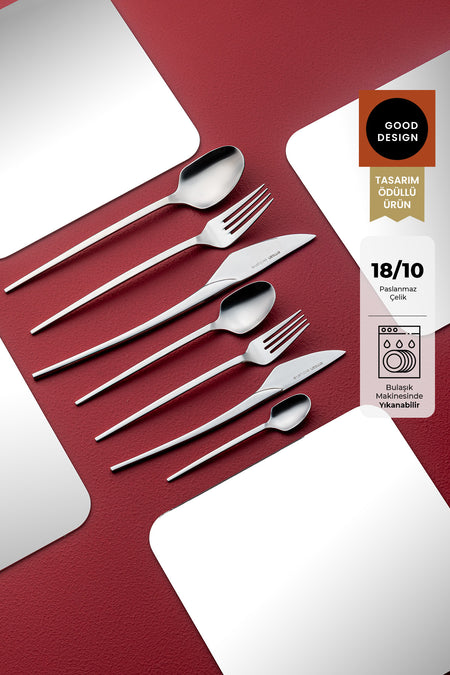 Emsan fair 84 Piece 12 Place Setting Boxed Flatware Set - MALLTURK