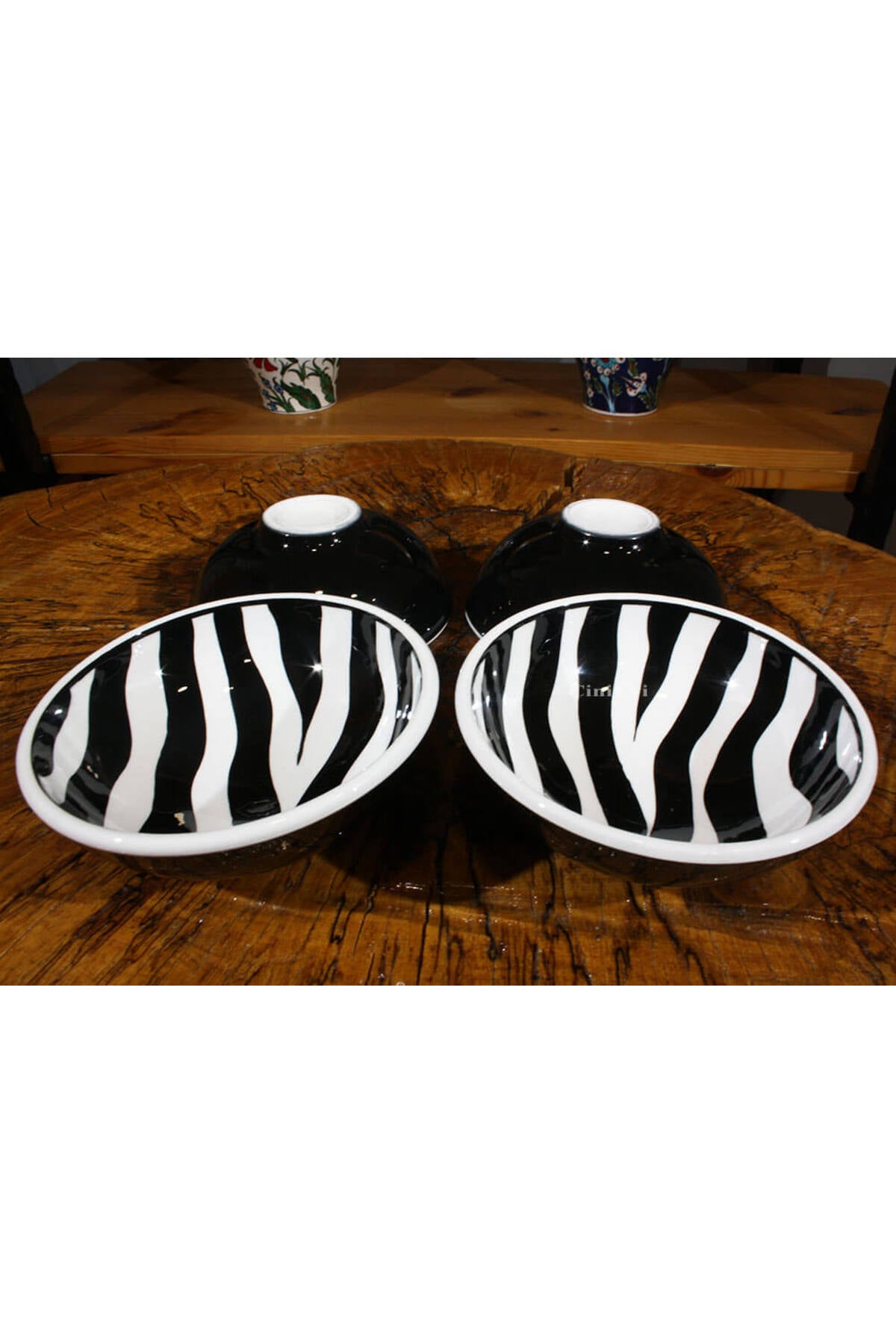 Cini Evi Black White 4-Piece Bowl Set - MALLTURK