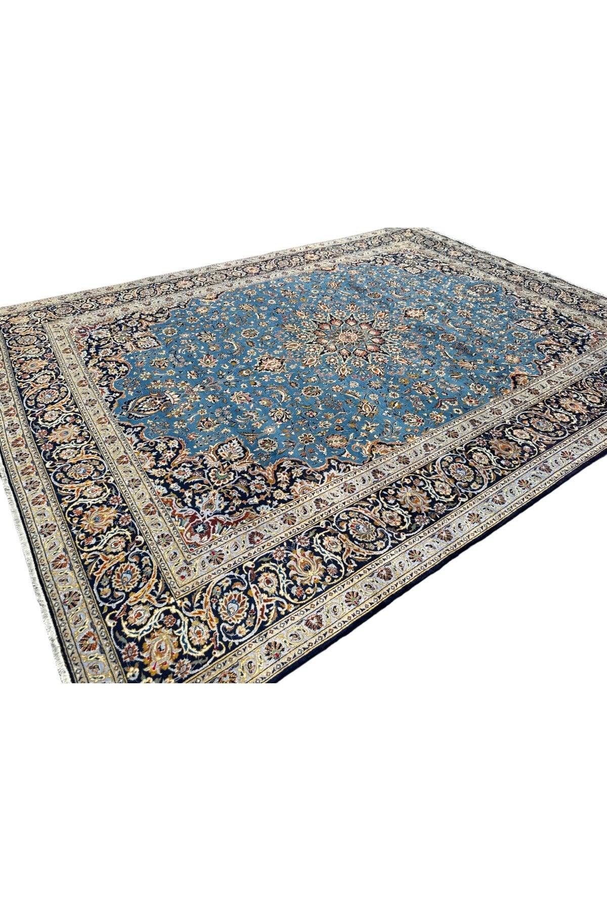 BURAK Rug Hand-Woven Iranian Nain Rug 305X410 Turquoise %100 Wool 12,5 M2 Large Living Room Rug - MALLTURK