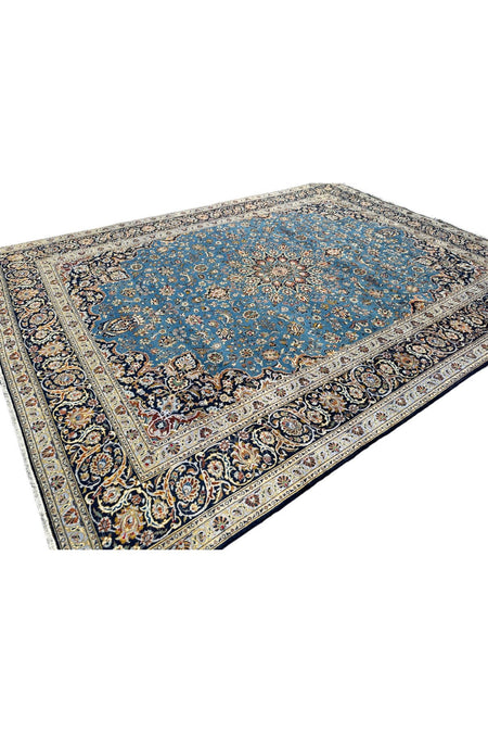 BURAK Rug Hand-Woven Iranian Nain Rug 305X410 Turquoise %100 Wool 12,5 M2 Large Living Room Rug - MALLTURK