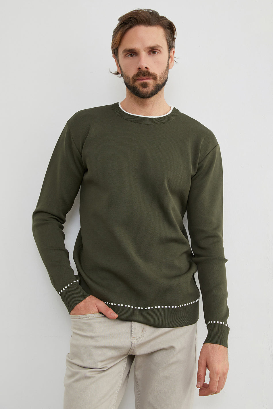 Basic Striped Crew Neck Knitwear Sweater