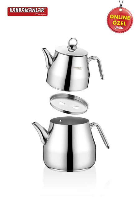 Kahramanlar Pyramid Platinum Teapot Set XXL - MALLTURK