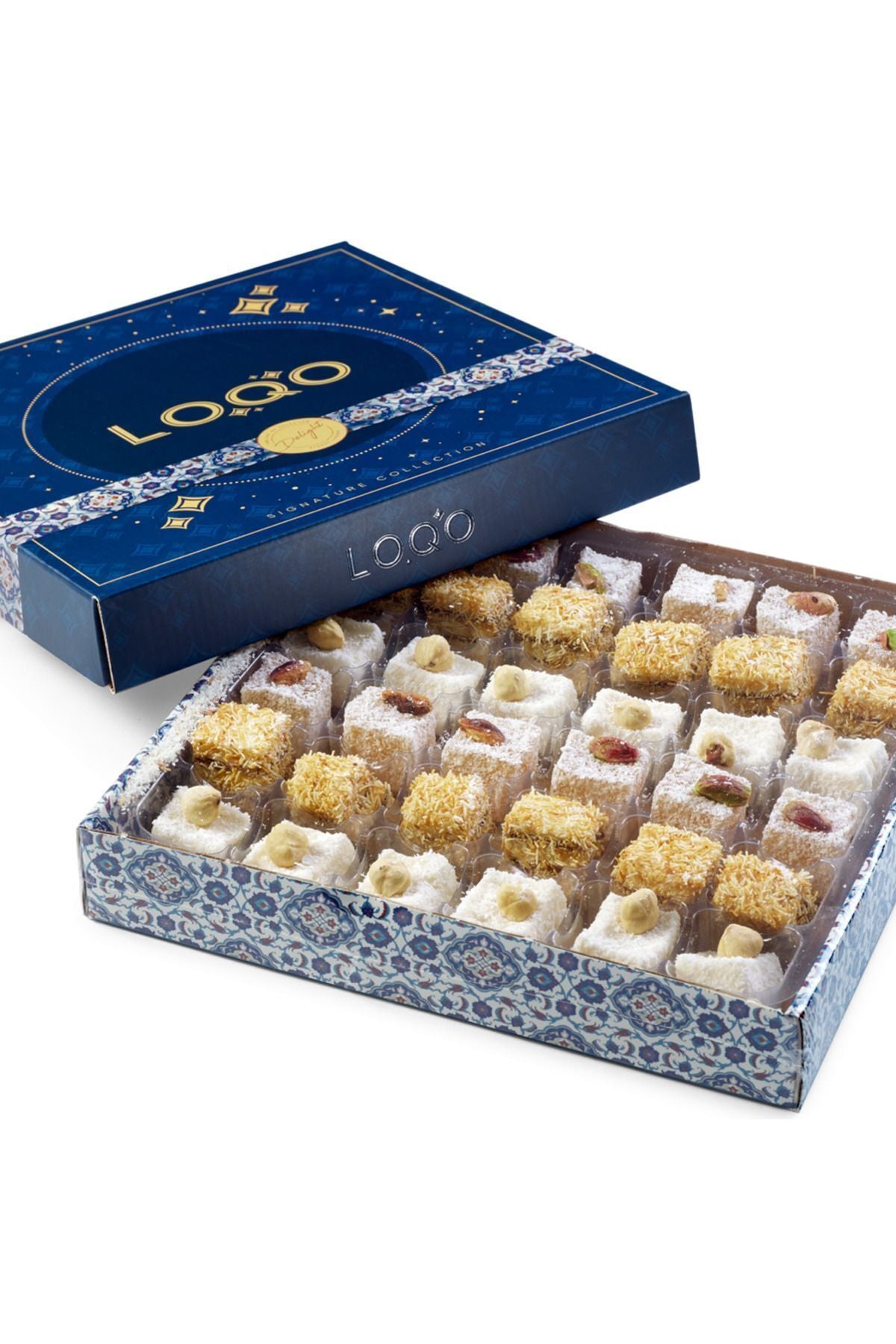 LOQO Assorted kuruyemisli Chocolate Sultan Style Gift Box kutu Turkish Delight ozel kumas canta hediyeli net 500 g - MALLTURK