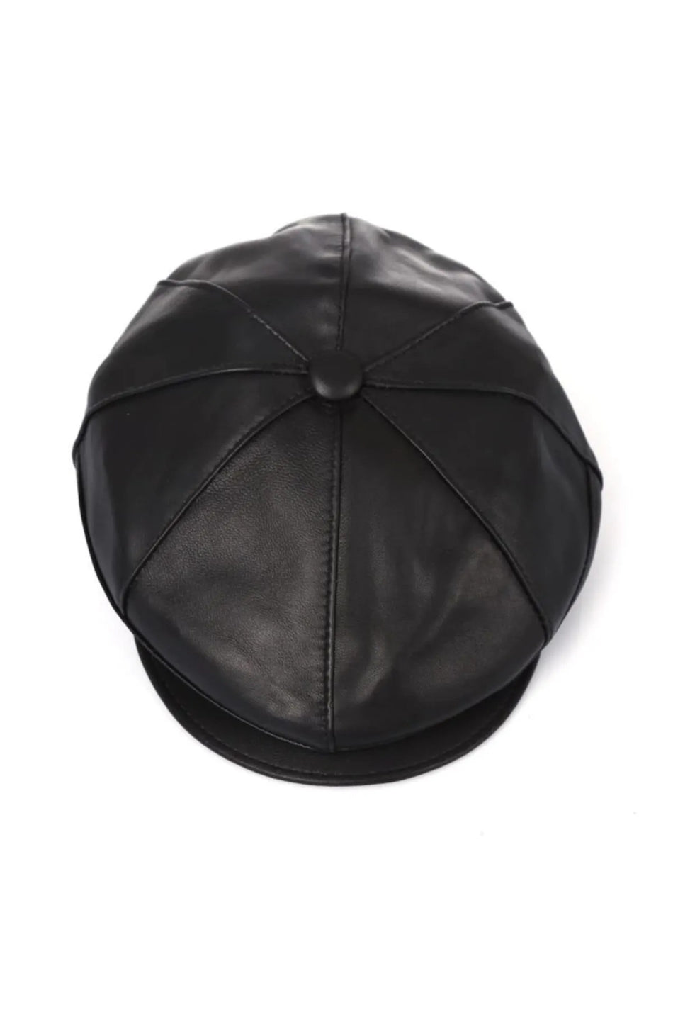 Fubileather Black Genuine Leather Men's English Classic Cap