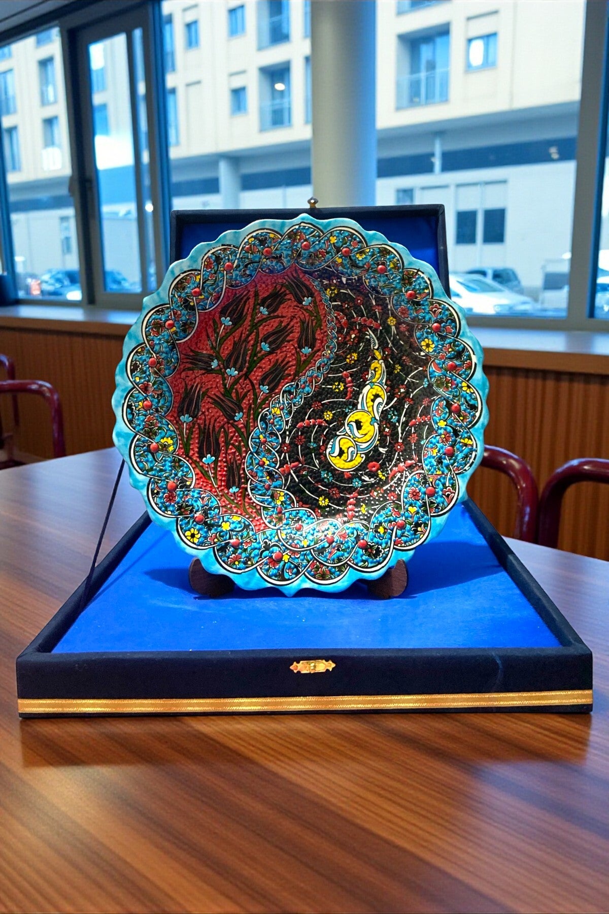 YOOS Velvet Gift Box 30Cm Handcrafted Teship Art Lale Patterned Tile Plate - MALLTURK