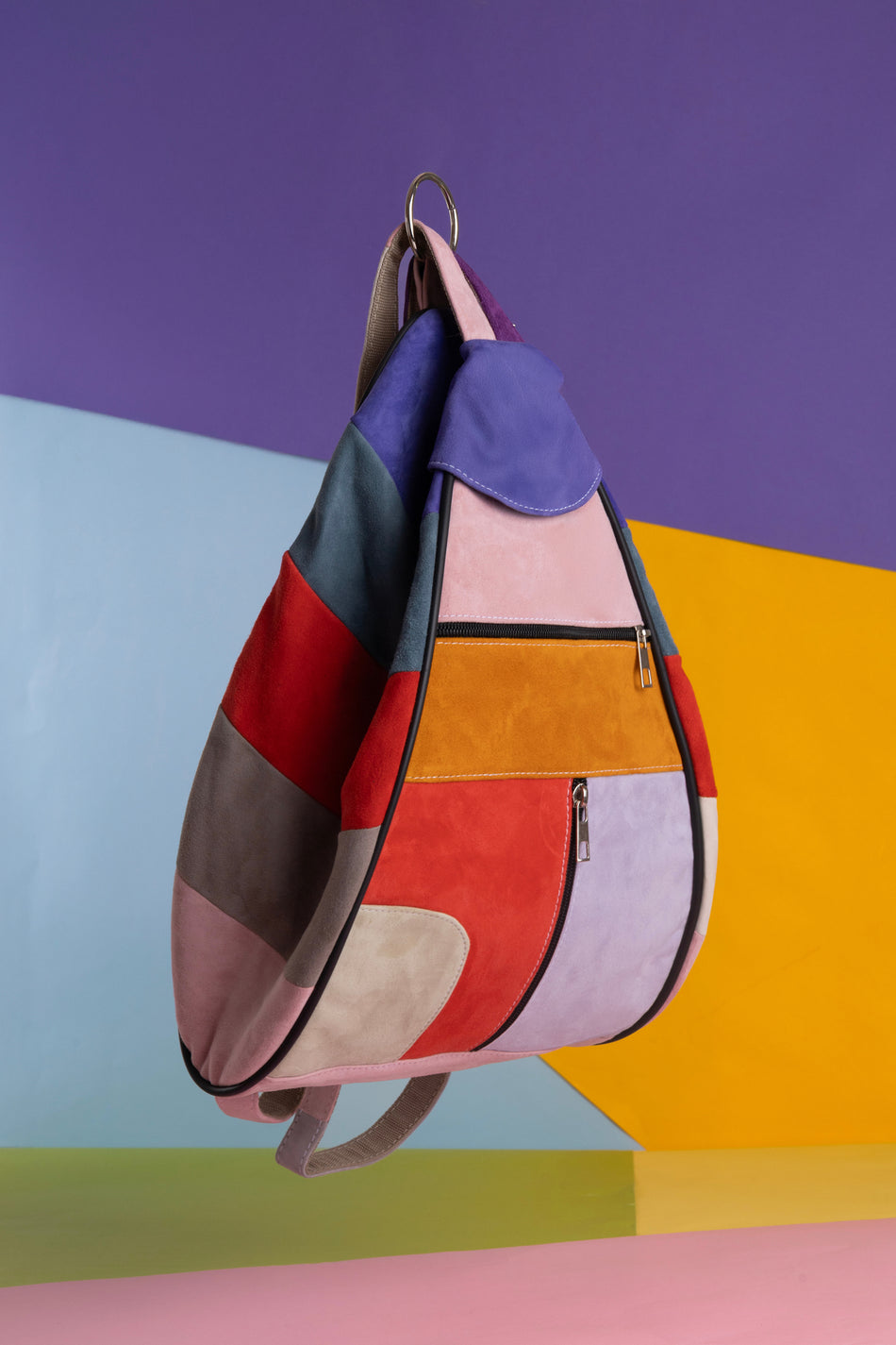 Fubileather Genuine Leather Suede Mochila Backpack, Shoulder Bag Vibrant Colors