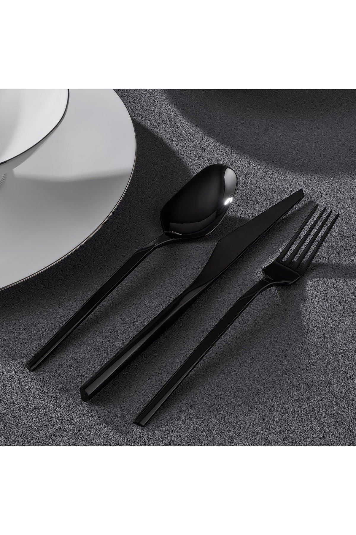 Jumbo 5100 quartz titanyum siyah 84 Piece 12 Place Setting Flatware Set - MALLTURK