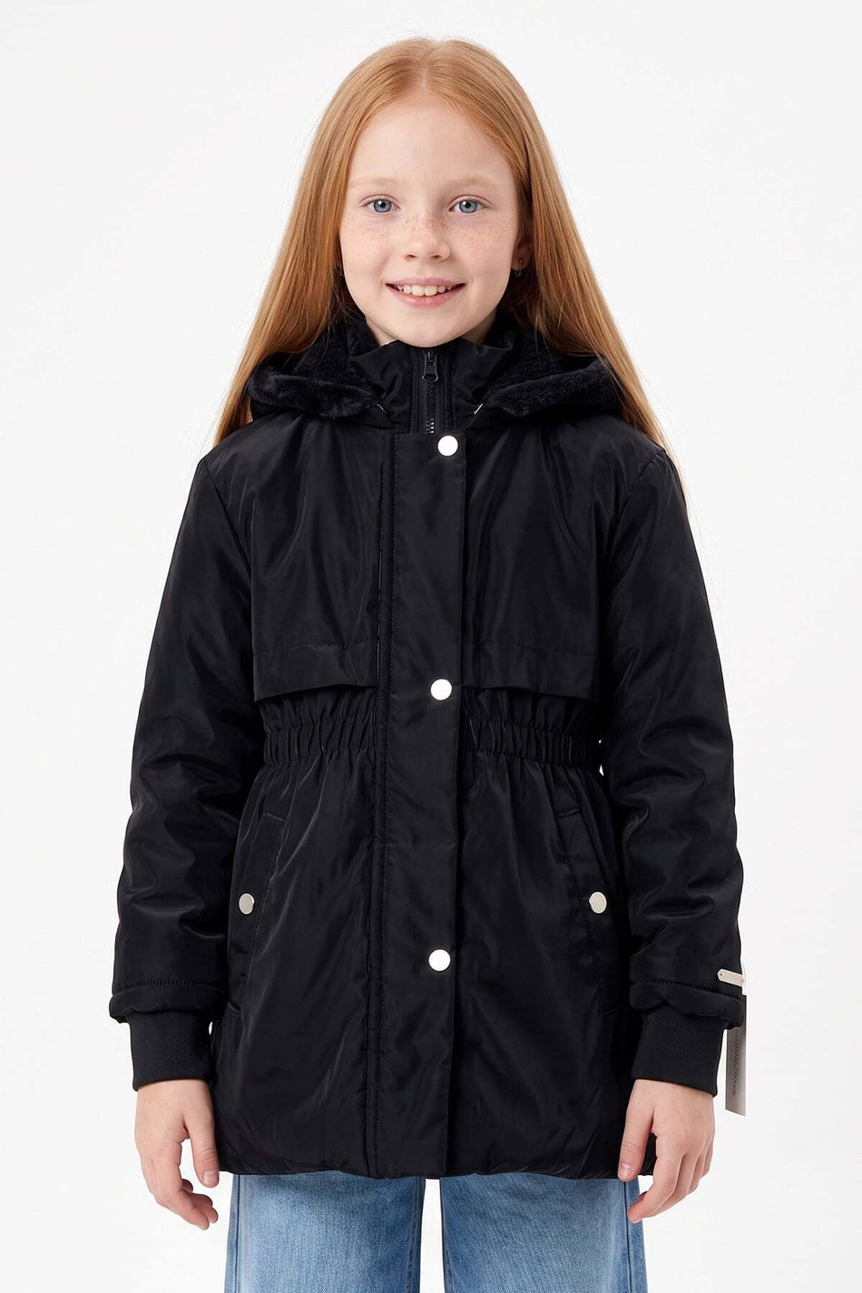 Drawstring Hooded Girls' Coat