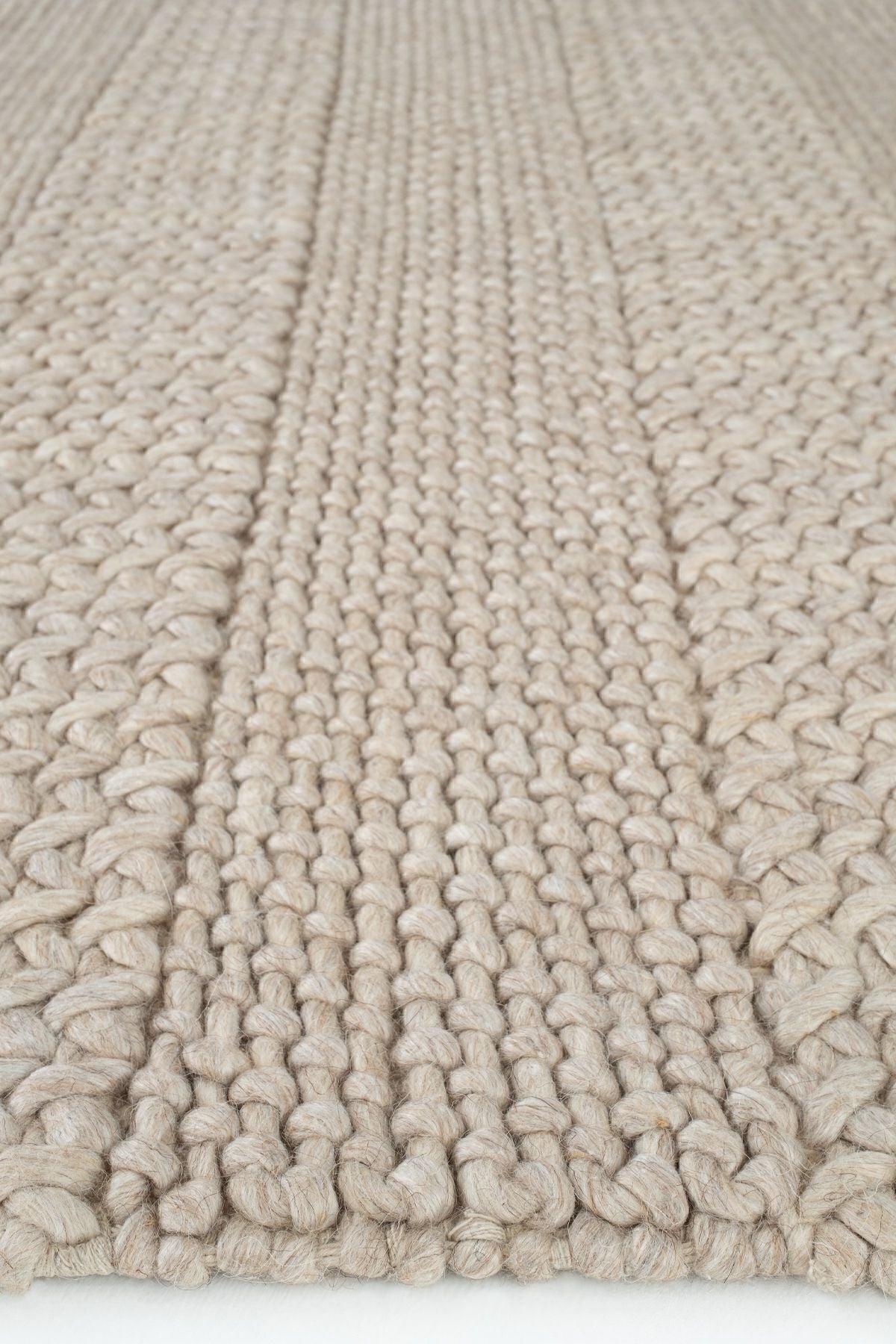 Cool Rug Elegance J352 Beige Wool Rug Natural Living Room Rug Hallway Rug Runner Hand-Woven Rug Knitted Handmade Rug