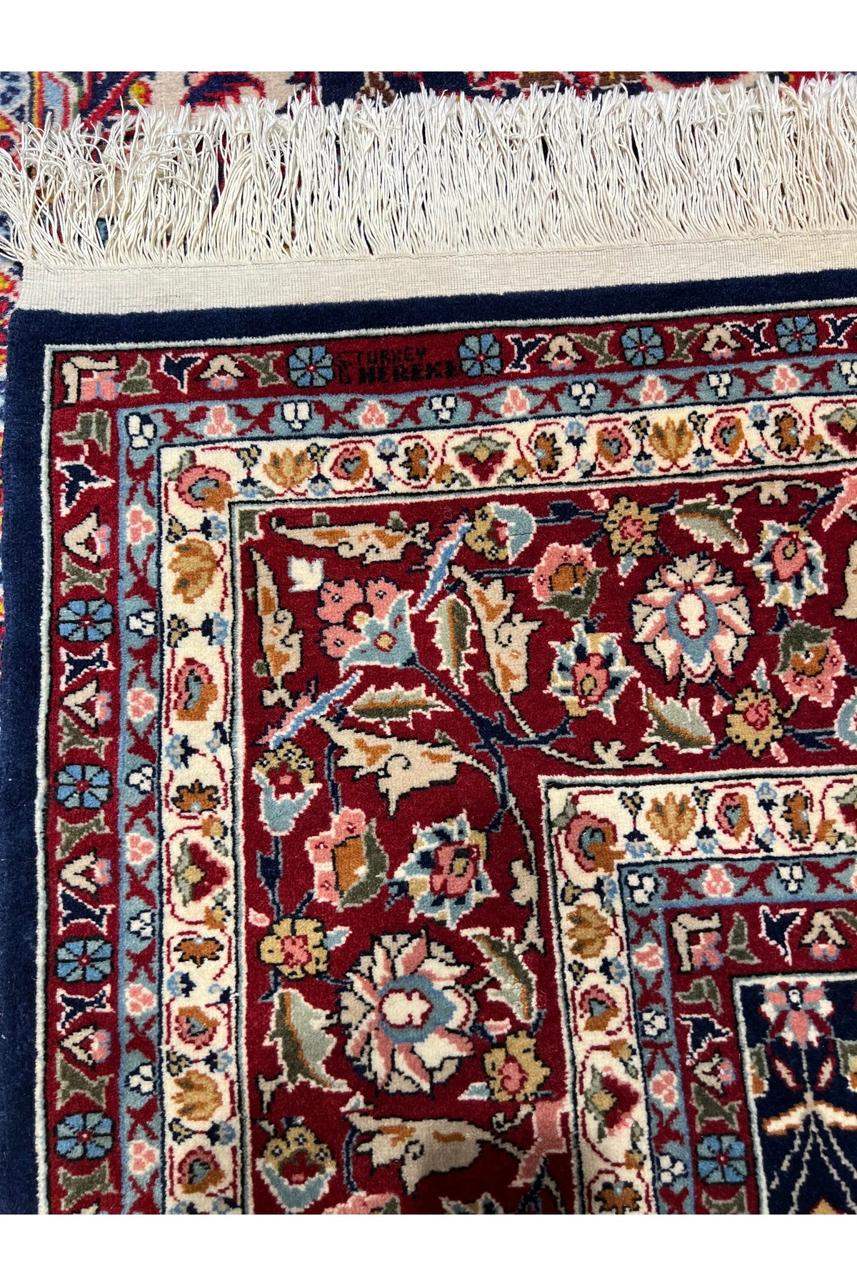 RD RAMAZAN DAG Hand Rug Art Hand-Woven Sumerbank Turkey Hereke Rug Signed Seven Mountains Flower Design Size 310x200 - MALLTURK