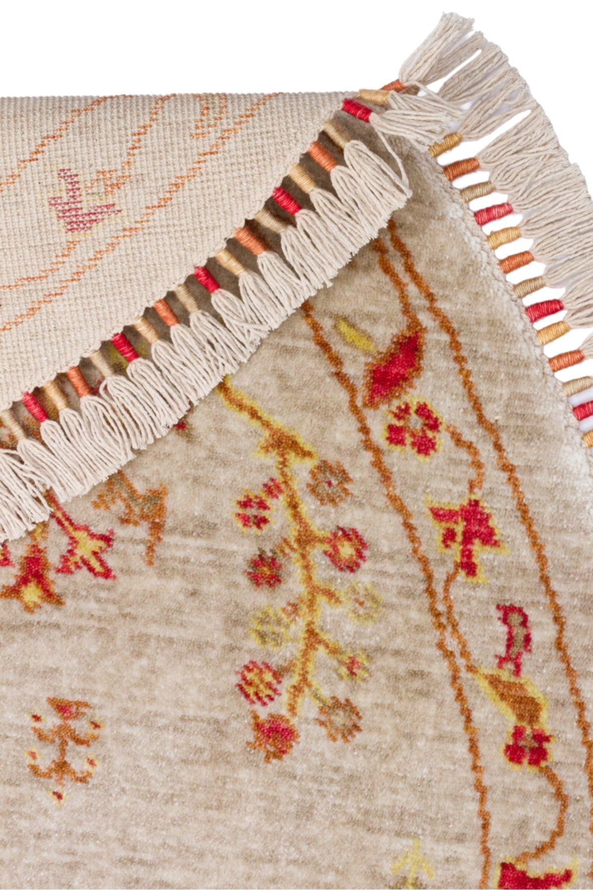 Nesem Hali Boutique EKO Hali Zara ZR 08 Beige Autumn Round Handcrafted Modern Usak Rug - MALLTURK