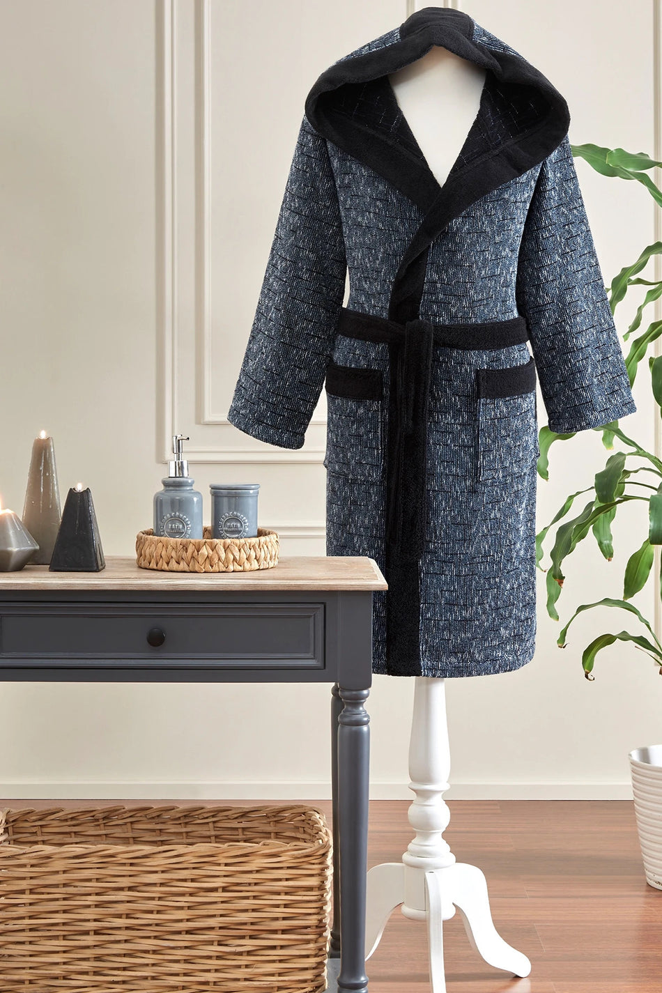Ozdilek Modra Men Hooded Bathrobe S/M