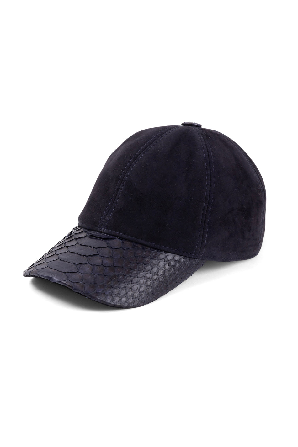Fubileather Python Leather Suede Detailed Baseball Cap Unisex Navy Blue