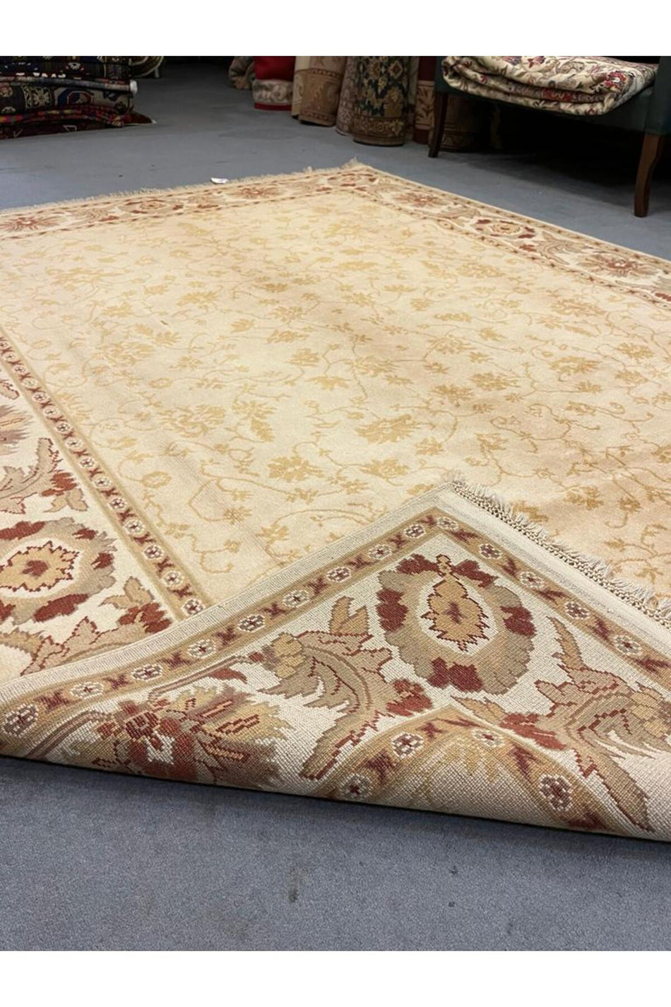 FT Carpetry Usak Handwoven Carpet Hand Rug Beige - MALLTURK