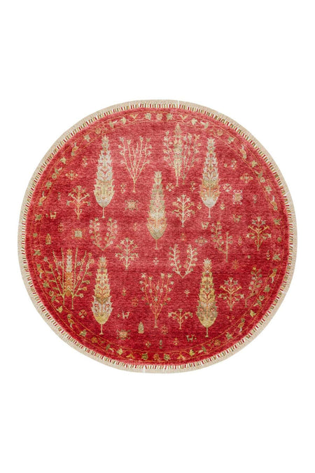 Eko Hali ZARA ZR 08 RED AUTUMN Q Authentic Patterned Special Non-shedding and Easy-to-Clean Tencel Fabric - MALLTURK