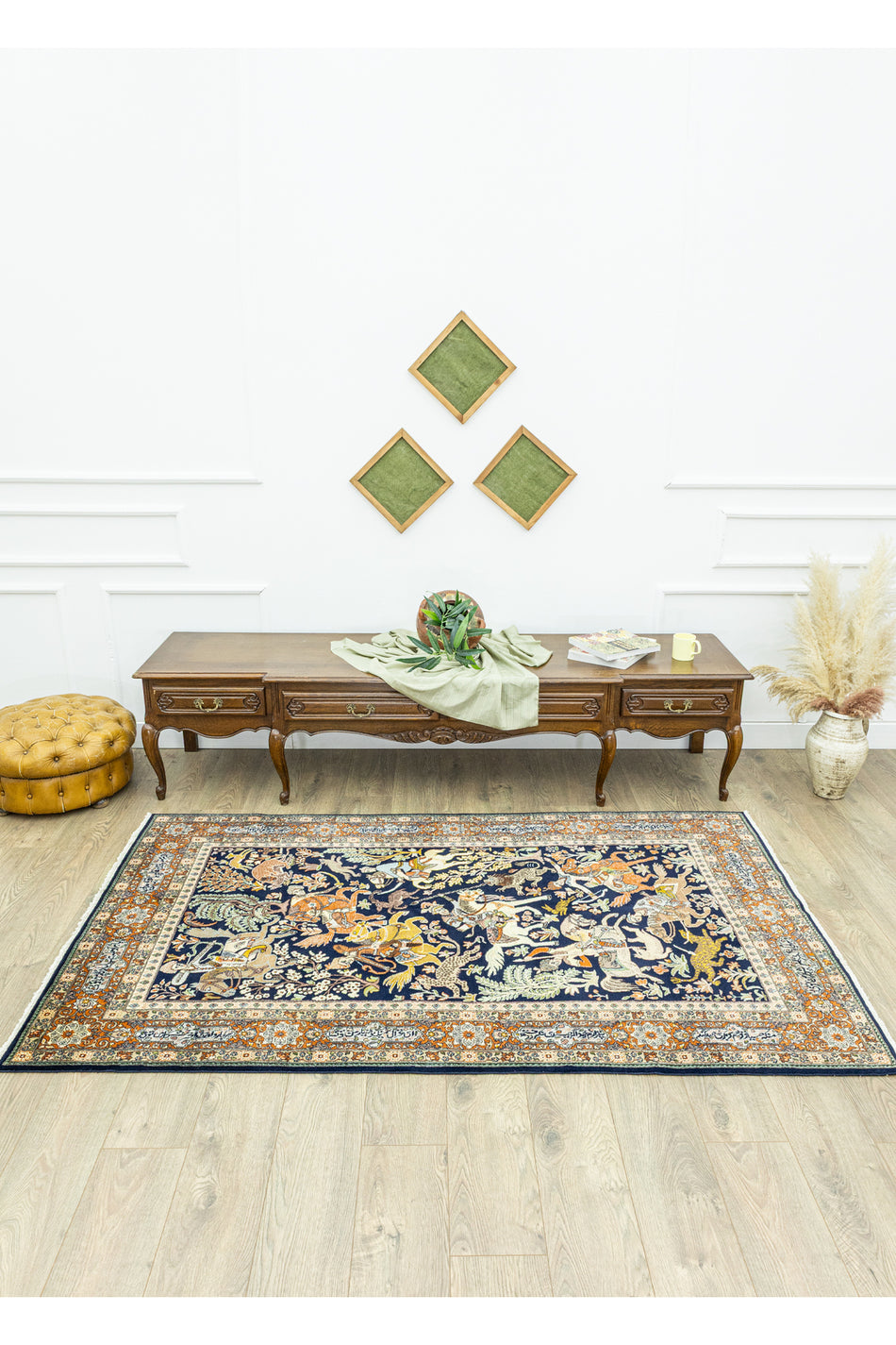 Soho Antiq Tan Av Sahnesi Patterned Iranian Rug 131x225 cm - MALLTURK