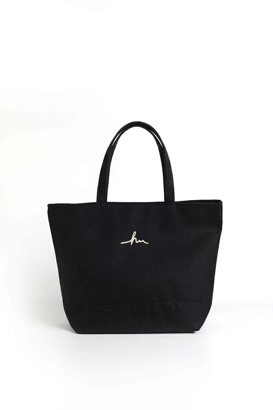 Hasema Signature Detailed Embroidered Zippered Linen Beach Bag, Black, Size 35 - MALLTURK