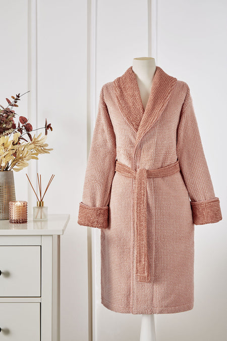 Ozdilek Sadem Organic Plaid Shawl Collar Bathrobe - MALLTURK