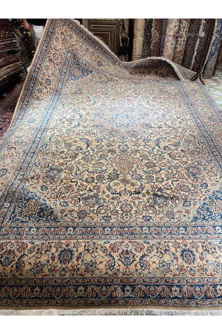 RD RAMAZAN DAG Hand Rug Art Hand-Woven Wool Blend Iranian Nain Rug Quality Magnificent Size 370x260 - MALLTURK