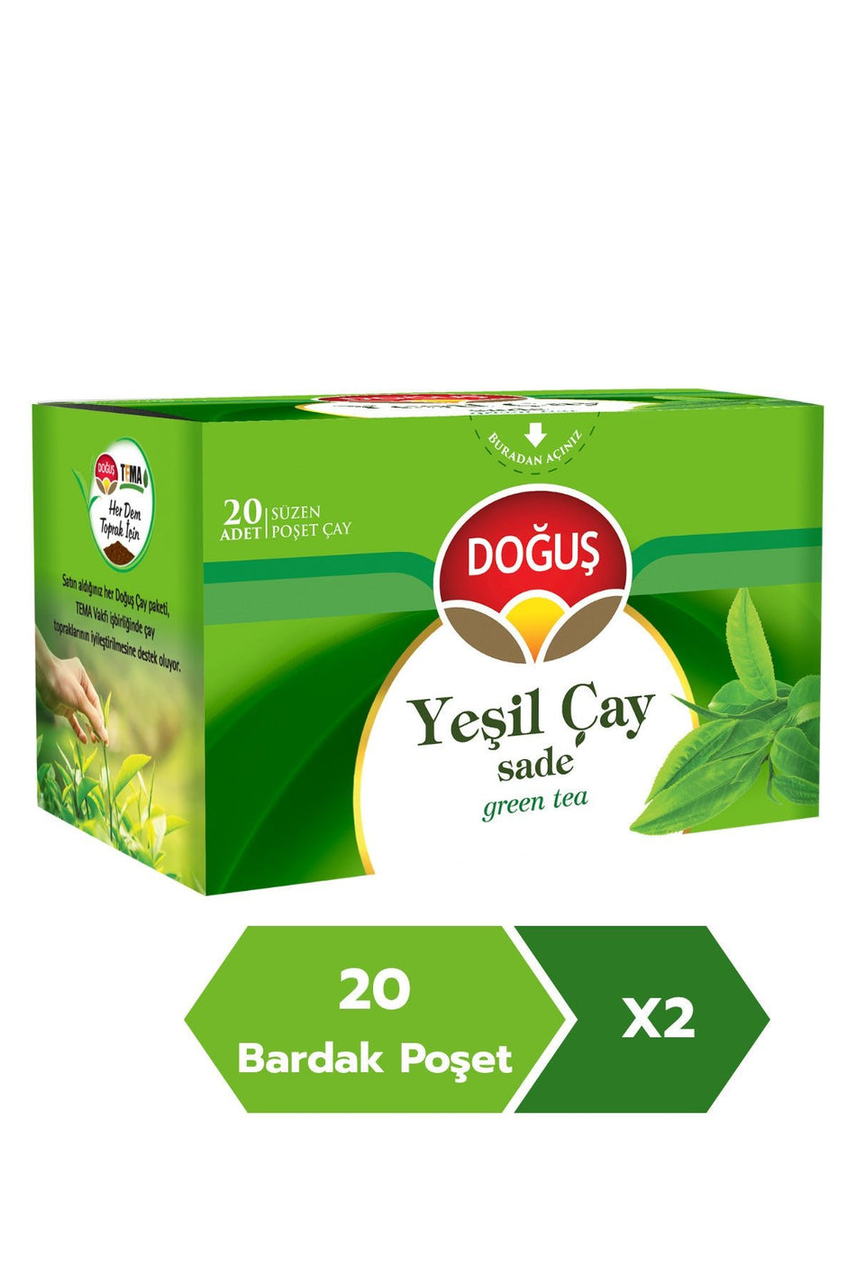 Thé vert nature Dogus, 20 sachets x 2 paquets