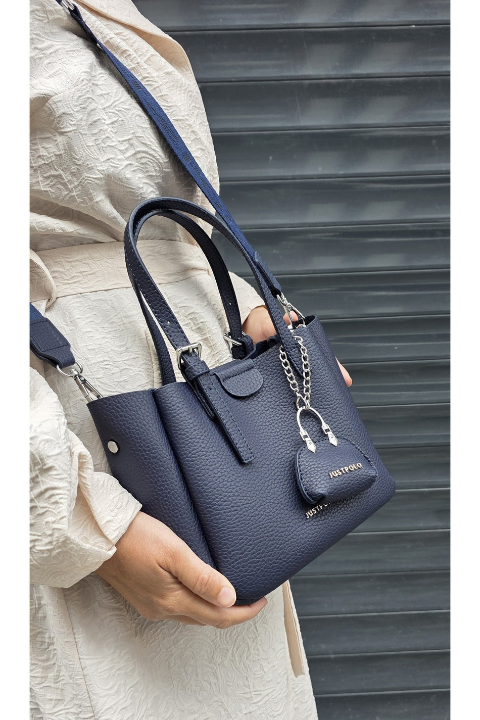 Just Polo Women's New Season 3-Compartment Luxury Soft Leather Adjustable Crossbody Stylish Shoulder Bag Dark Blue - MALLTURK