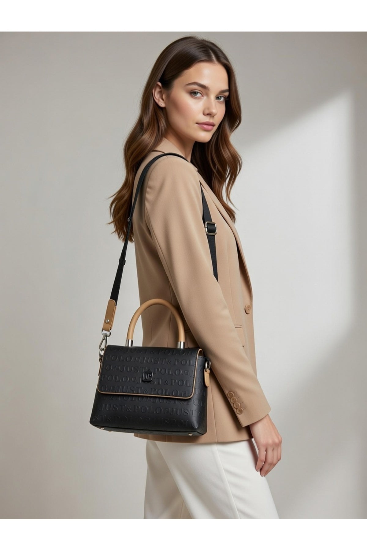 Just Polo Black Women's Hand and Shoulder Bag Black Color - MALLTURK