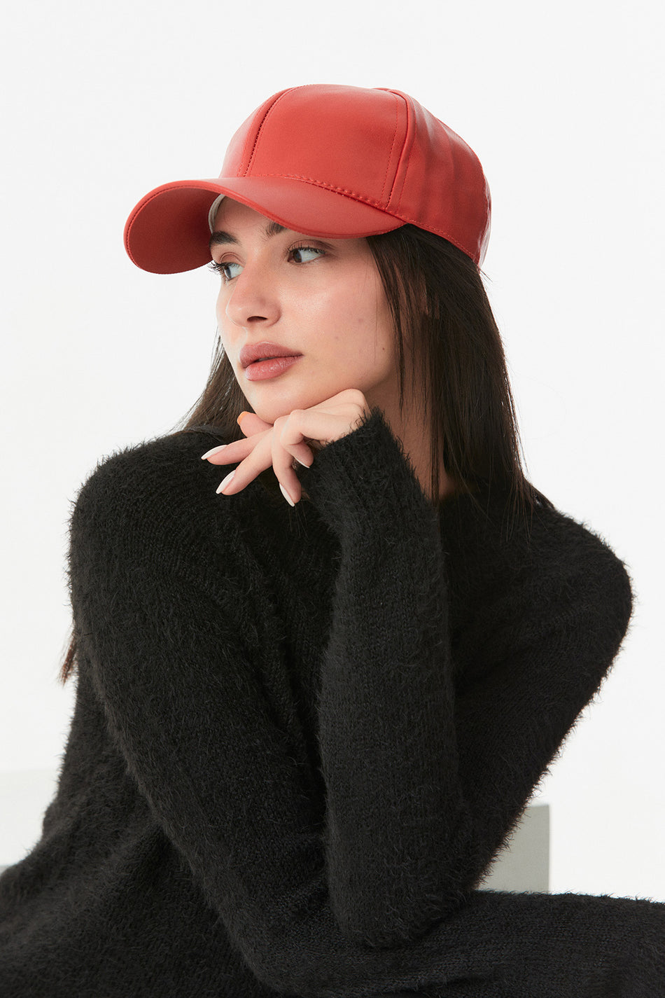 Faux Leather Back Adjustable Cap Hat