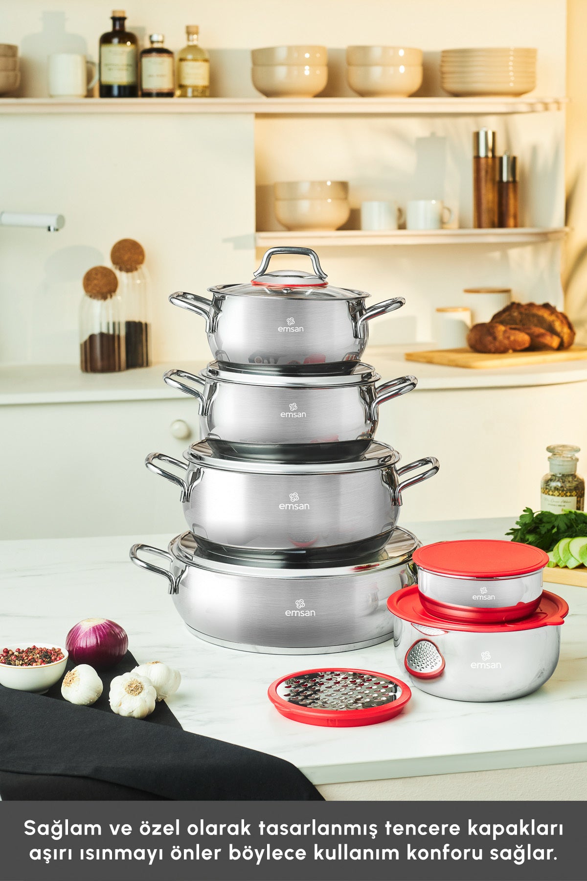 Emsan Emirgan XL 13 Piece Cookware Set Saklama Kabi Hediyeli - MALLTURK