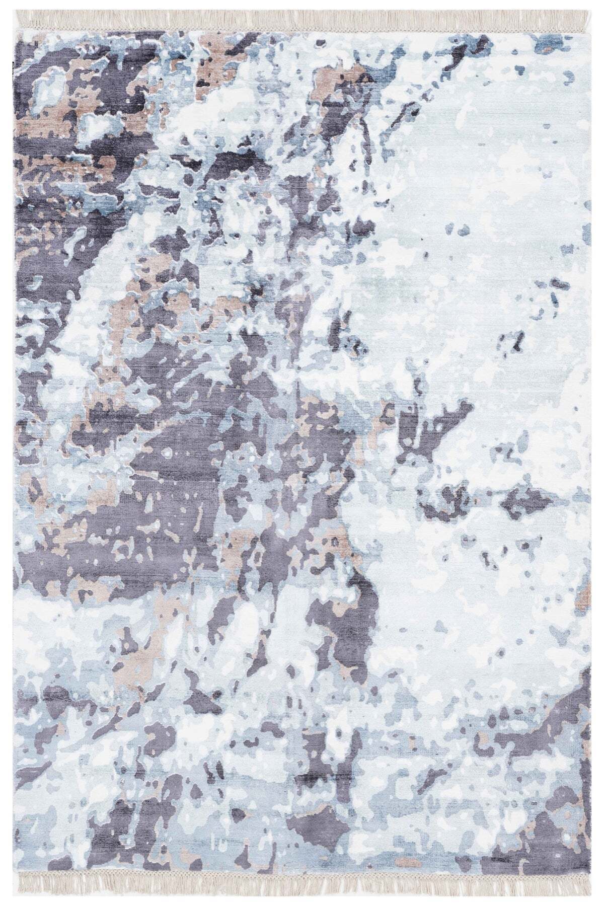 Naar Hali Erase KC 302 Blue Modern Handwoven Bamboo Living Room Rug - MALLTURK