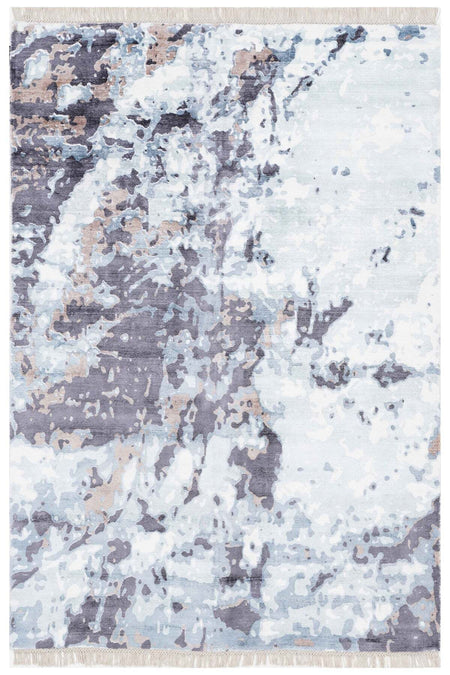 Naar Hali Erase KC 302 Blue Modern Handwoven Bamboo Living Room Rug - MALLTURK