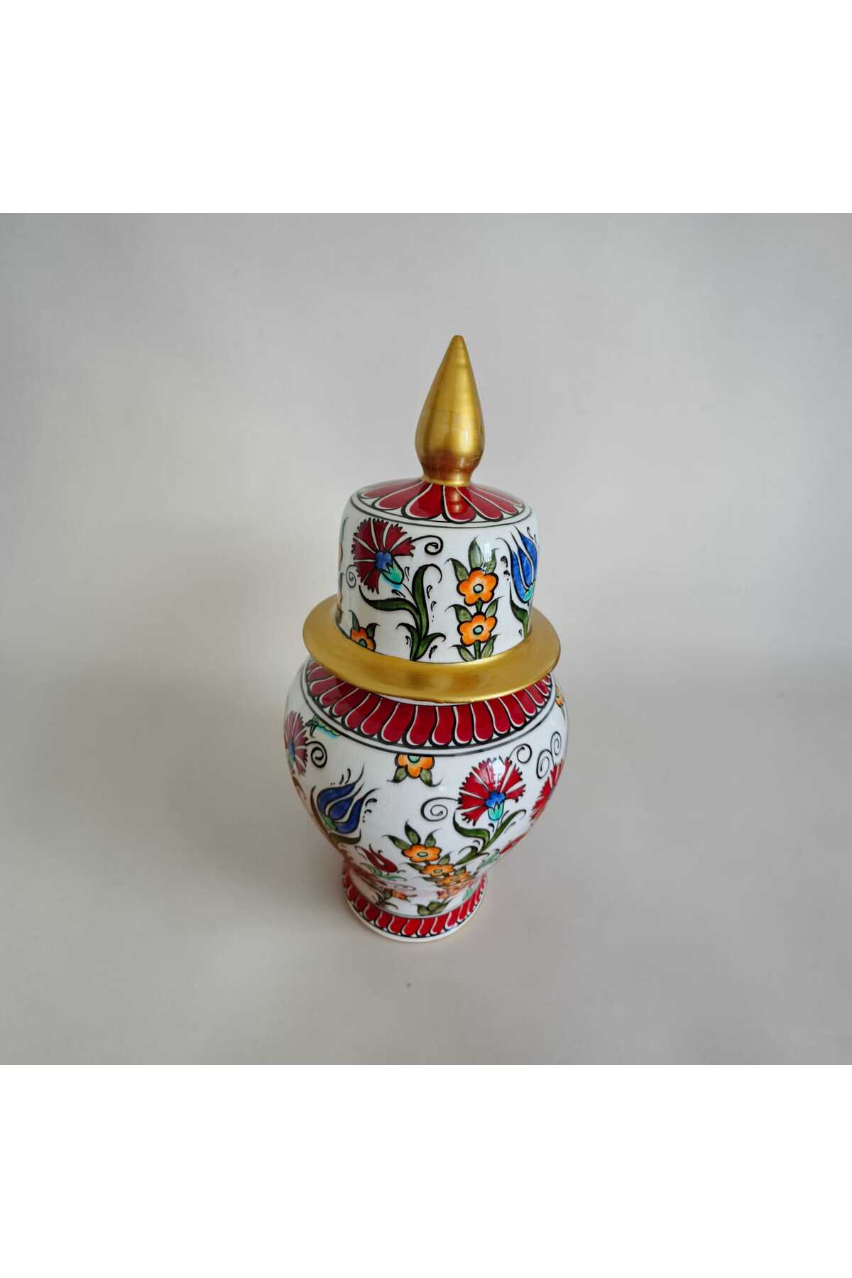 Sema Cini Handmade Ceramic 25 cm Gold Gilded Decorated Shahkup Vase - MALLTURK