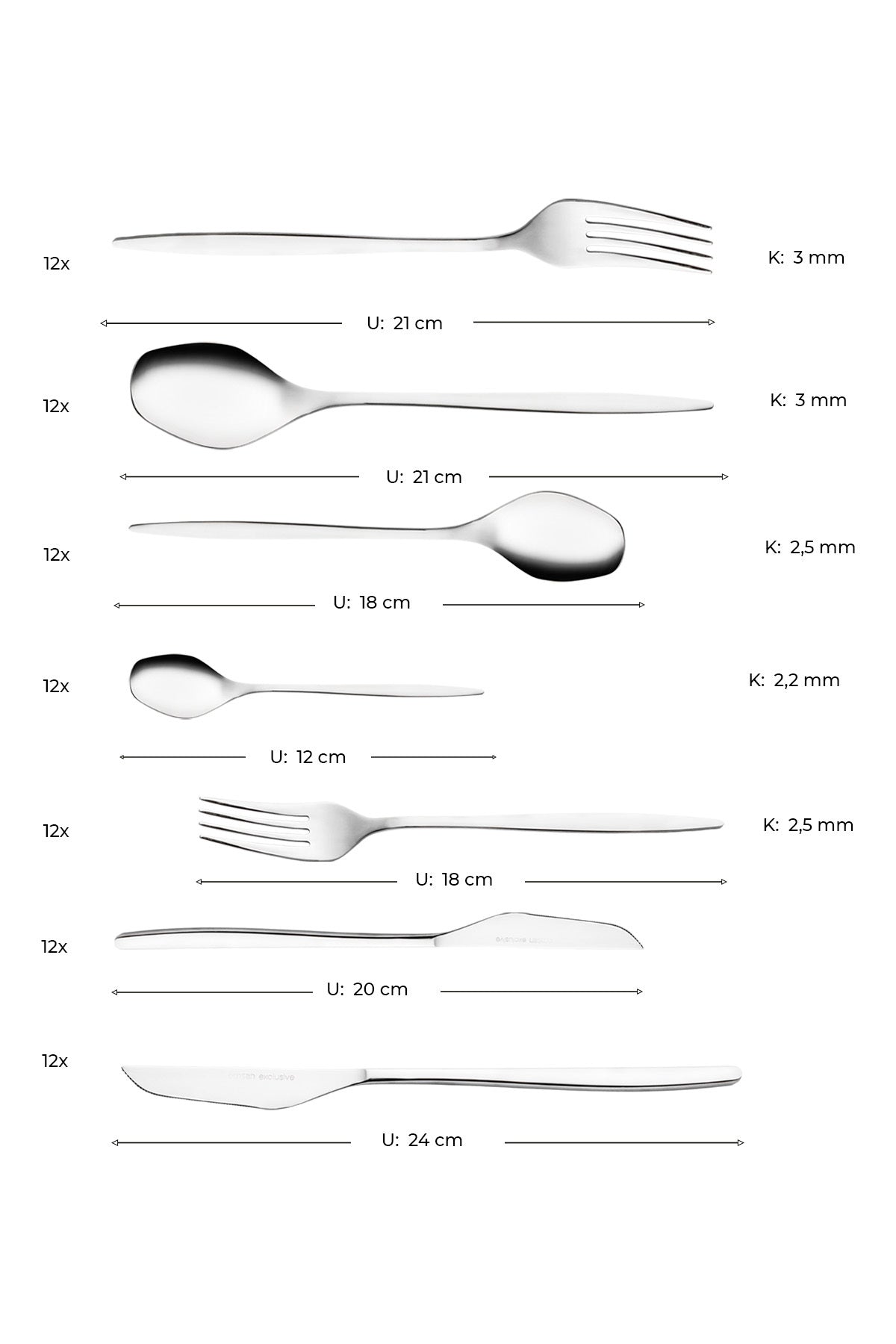 Emsan alisa 84 Piece 12 Place Setting Boxed Flatware Set - MALLTURK