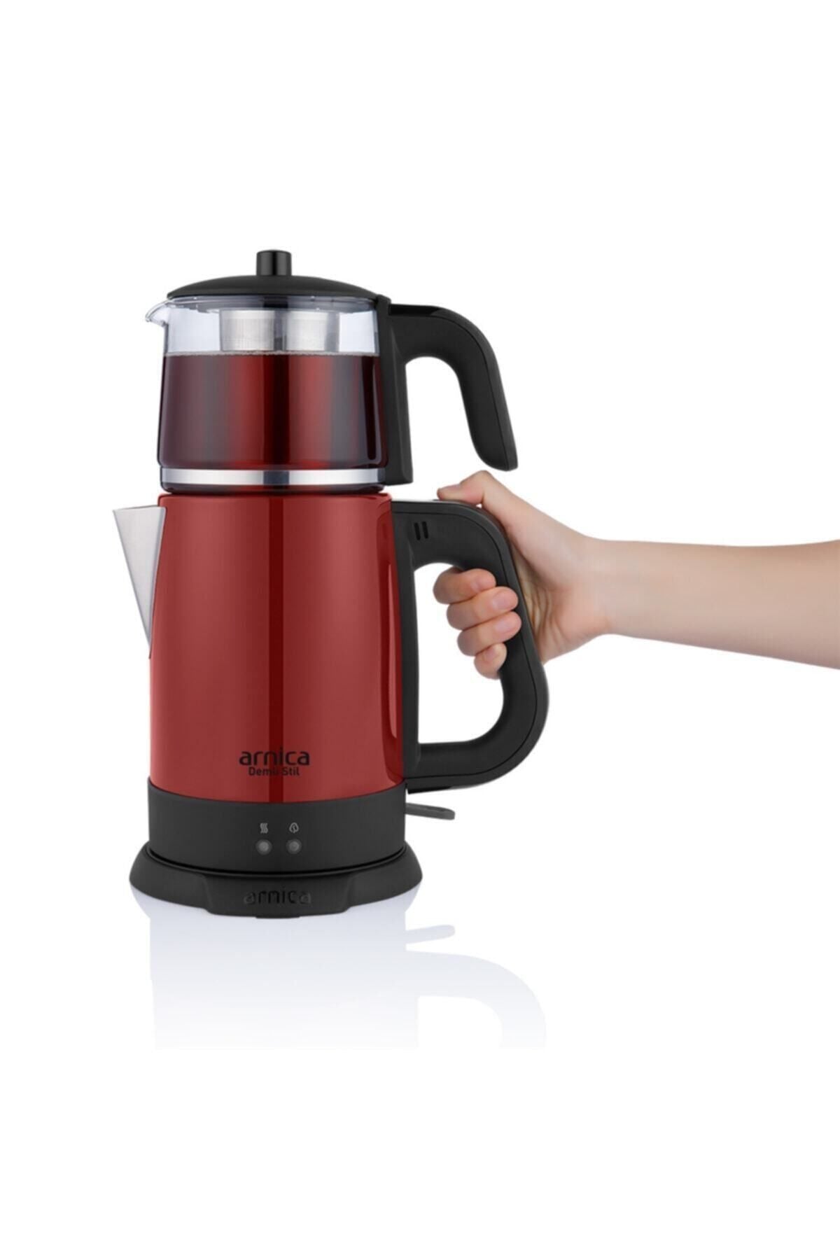 Arnica Demli Stil iH33204 Glass Teapot Tea Maker, Red - MALLTURK