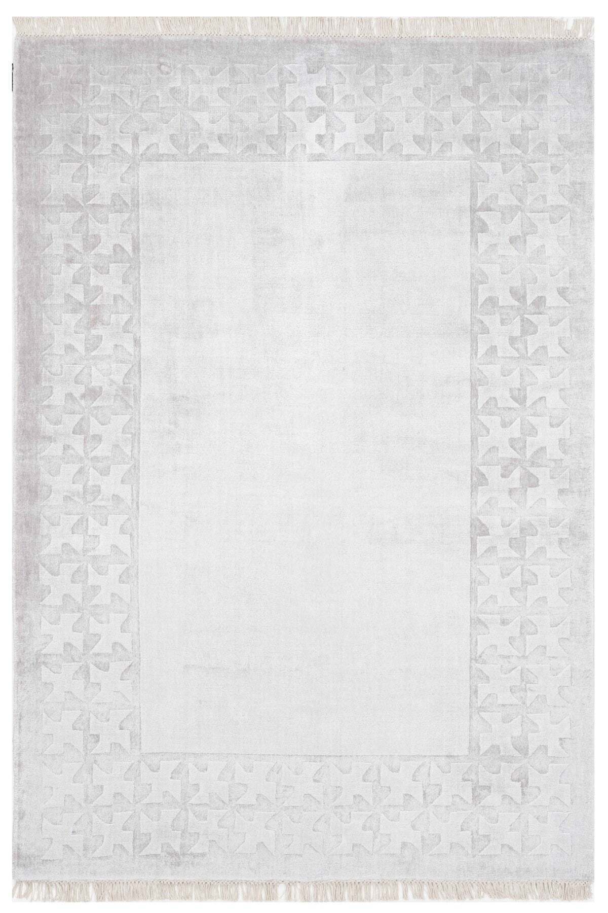 Naar Hali Mao KC 1863 Grey Modern Handwoven Bamboo Living Room Rug - MALLTURK