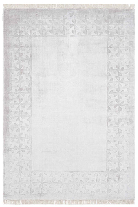 Naar Hali Mao KC 1863 Grey Modern Handwoven Bamboo Living Room Rug - MALLTURK