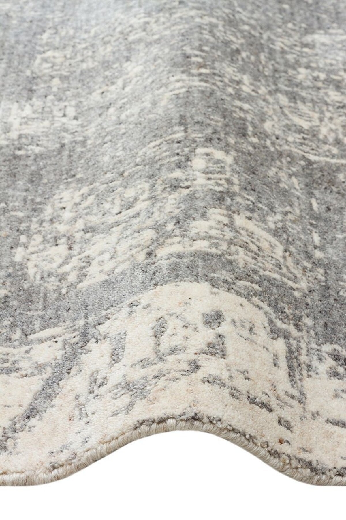 Kalesta Rug Grace Beige Grey, Self-Patterned Pattern Wool, Viscose and Cotton Blend Pattern Elegant Living Room Rug - MALLTURK