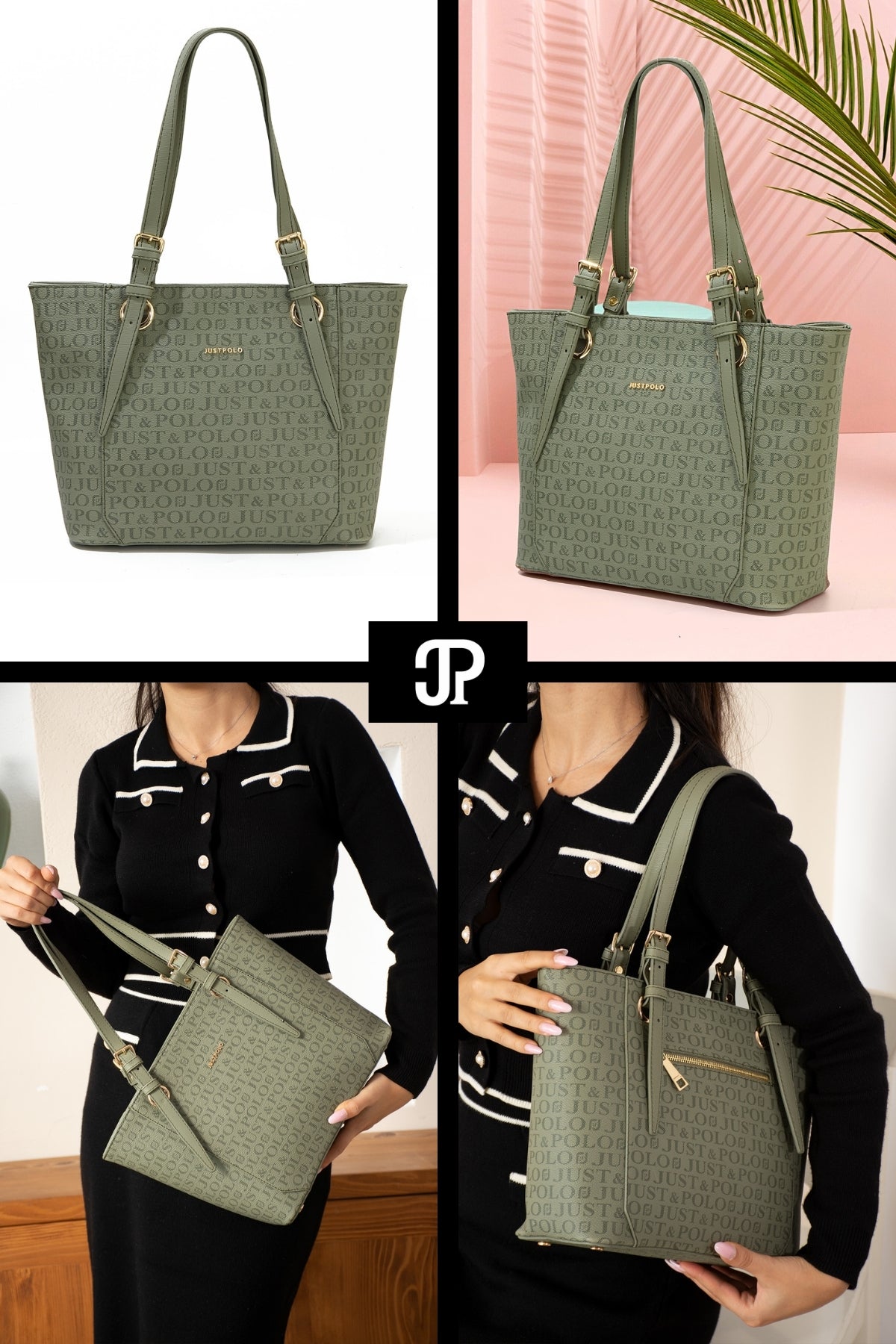 Just Polo Original Women's New Season 4-Compartment Luxury Soft Leather Adjustable Stylish Shoulder Bag Green - MALLTURK