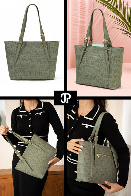 Just Polo Original Women's New Season 4-Compartment Luxury Soft Leather Adjustable Stylish Shoulder Bag Green - MALLTURK