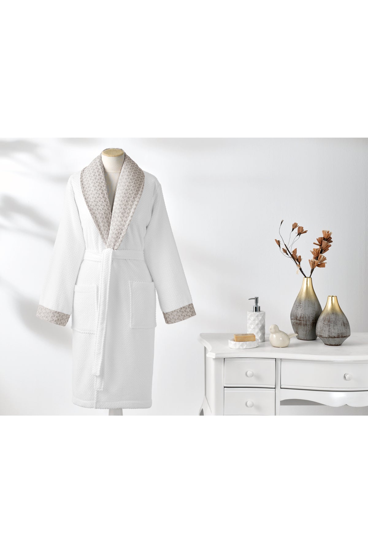 Ozdilek Strap Shawl Collar Bathrobe - MALLTURK